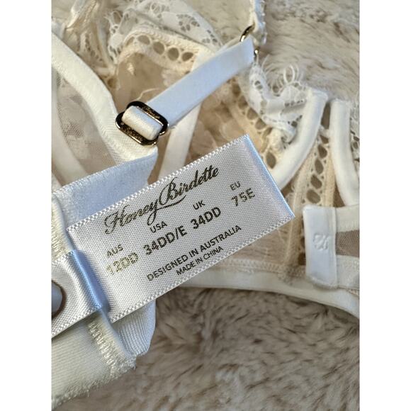 Honey Birdette MOLLY🤍 White Lace Floral 2 Piece Set 34DD & Medium Brief - Picture 7 of 10